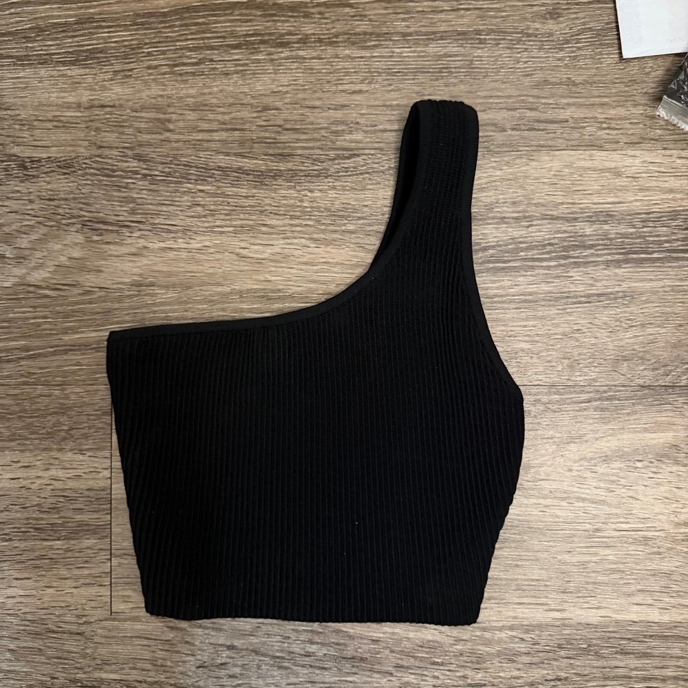 Babaton Sculpt Knit tank Black 2XS One Shoulder Minimalist Night